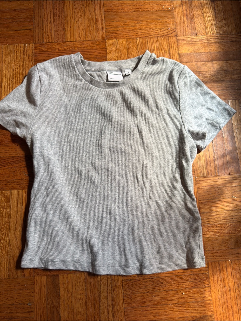 TNA Women's Light Gray Ribbed Short-Sleeve Tee